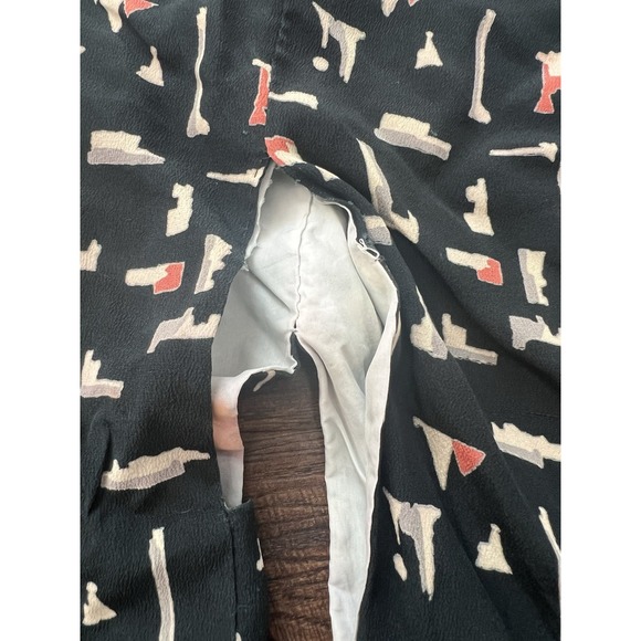 Vintage Japanese Kimono Haori Jacket Silk Black All Over Print Lined Womens Mens - Picture 5 of 8